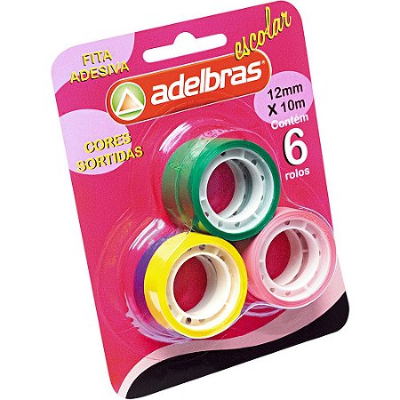 FITA ADESIVA POLISIL COLORIDA 12MMX10M C/6 UNIDADES - ADELBRAS