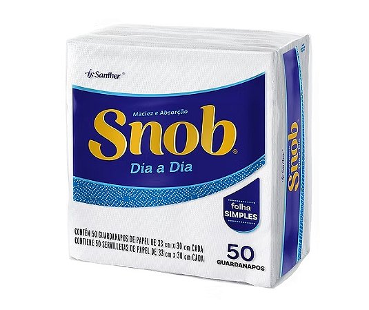 GUARDANAPO FOLHA SIMPLES SNOB GRANDE C/50 UNIDADES - SANTHER