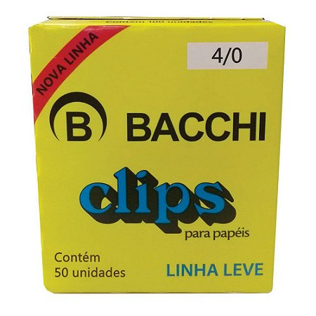 CLIPS Nº 4/0 AÇO GALVANIZADO  LINHA LEVE C/50 UNIDADES - BACCHI