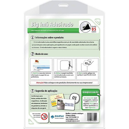 IMÃ ADESIVADO A4 C/5 UNIDADES - BRINDPLAST