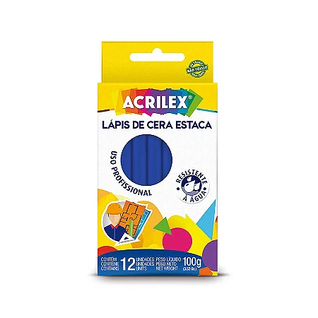 LÁPIS DE CERA ESTACA 501 AZUL CLARO C/12 UNIDADES - ACRILEX