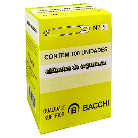 ALFINETE DE SEGURANÇA N° 5 NIQUELADO C/100 UNIDADES - BACCHI
