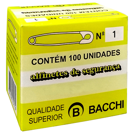 ALFINETE DE SEGURANÇA N° 1 NIQUELADO C/100 UNIDADES - BACCHI