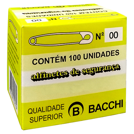 ALFINETE DE SEGURANÇA N° 00 NIQUELADO C/100 UNIDADES - BACCHI