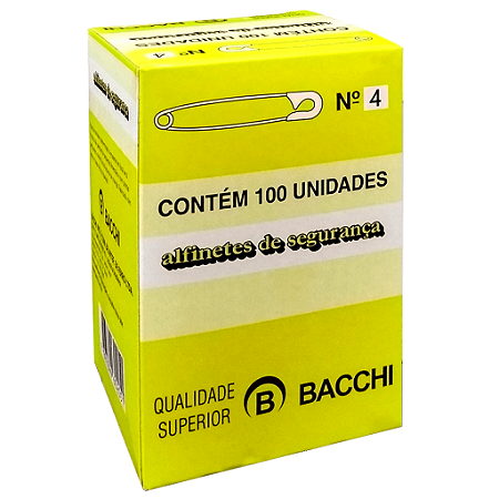 ALFINETE DE SEGURANÇA N° 4 NIQUELADO C/100 UNIDADES - BACCHI
