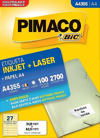 ETIQUETA A4 A4355 100 FOLHAS - PIMACO