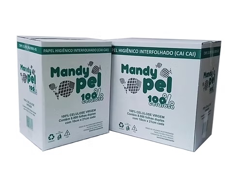 PAPEL HIGIÊNICO INTERFOLHADO 10CMX21CM FOLHA DUPLA C/6000 FLS - MANDYPEL