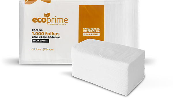 PAPEL TOALHA INTERFOLHA FOLHA SIMPLES C/1000 FOLHAS - ECOPRIME