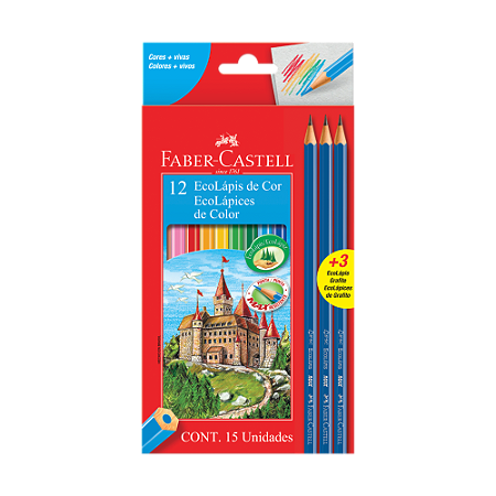 LÁPIS DE COR 120112+3GR SEXTAVADO 12 CORES - FABER-CASTELL