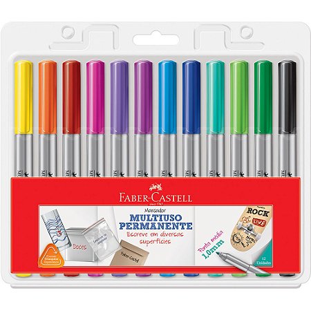 MARCADOR MULTIUSO PERMANENTE 1.0MM 12 CORES - FABER-CASTELL