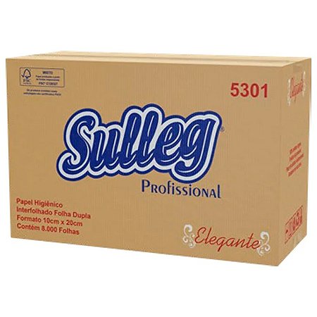 PAPEL HIGIÊNICO INTERFOLHADO FOLHA DUPLA 10CMX20CM C/8000 FLS - SULLEG