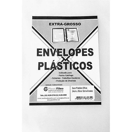 SACO PLÁSTICO OFÍCIO 4 FUROS EXTRA GROSSO C/50 UNIDADES - PLASTIFILME