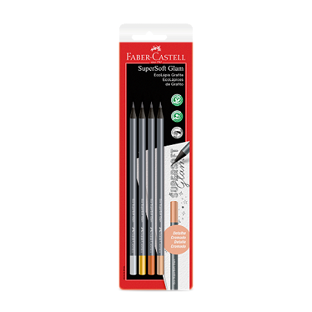 LÁPIS GRAFITE SUPERSOFT GLAM C/4 UNIDADES - FABER-CASTELL