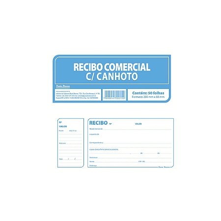 RECIBO COMERCIAL COM CANHOTO 50 FLS - PAUTA BRANCA