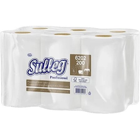 PAPEL TOALHA BOBINA FOLHA SIMPLES 20CMX200M C/6 UNIDADES - SULLEG