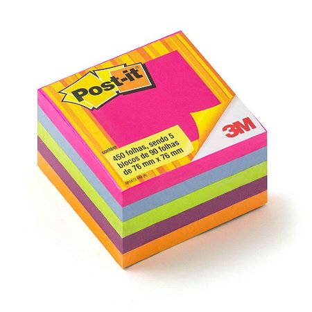 BLOCO ADESIVO POST-IT CUBO TROPICAL 76MMX76MM 450 FLS - 3M