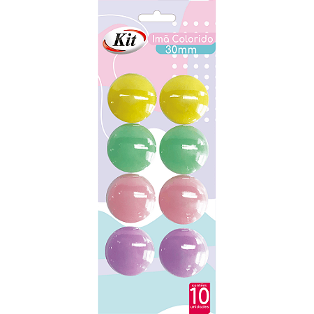 IMÃ MAGNÉTICO 30MM COLORIDO PASTEL C/10 UNIDADES - KIT