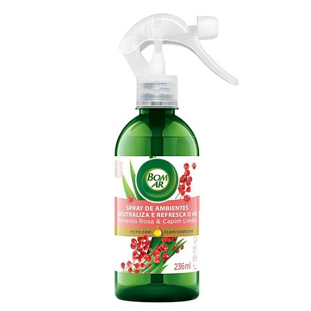 SPRAY NEUTRALIZADOR DE ODORES BOM AR PIMENTA ROSA & CAPIM LIMÃO - 236ML