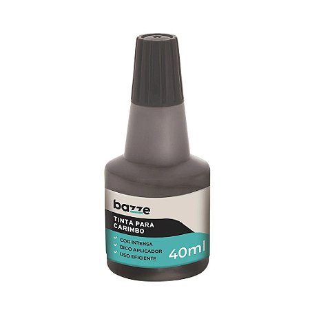 TINTA PARA CARIMBO PRETA 40ML - BAZZE