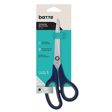TESOURA MULTIUSO B7200 AZUL 21,5CM - BAZZE