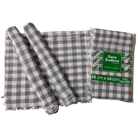 PANO DE CHÃO ALVEJADO XADREZ 68X44 C/3 UNIDADES - OURO BRANCO
