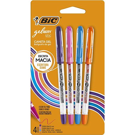 CANETA GEL GELOCITY 0.5MM CARTELA C/4 UNIDADES - BIC