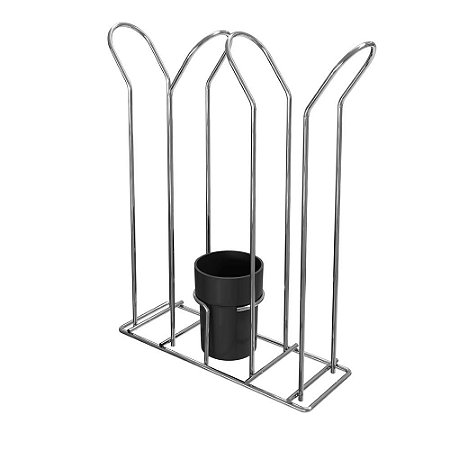 CONJUNTO ORGANIZADOR PARA COPOS DESCARTÁVEIS CROMADO/PRETO - STOLF