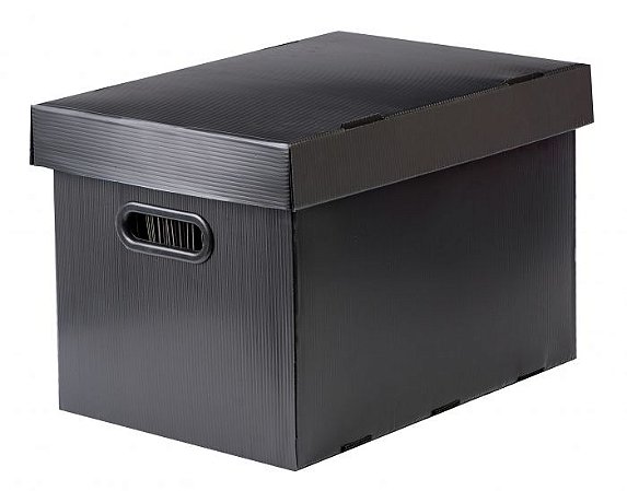 CAIXA ORGANIZADORA PP CORRUGADO C/10 PASTAS SUSPENSAS PRETA - POLYCART