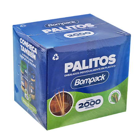 PALITO DE BAMBU EMBALADO PLÁSTICO C/2000 UNIDADES - BOMPACK
