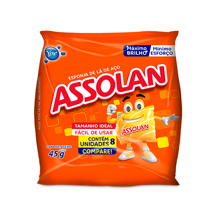 ESPONJA DE LÃ DE AÇO ASSOLAN C/8 UNIDADES - YPÊ