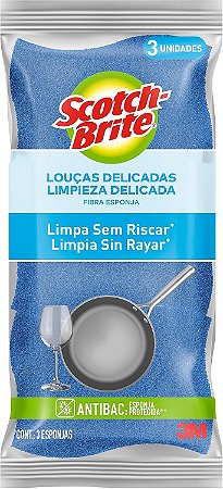 ESPONJA NÃO RISCA SCOTCH-BRITE® AZUL C/3 UNIDADES - 3M
