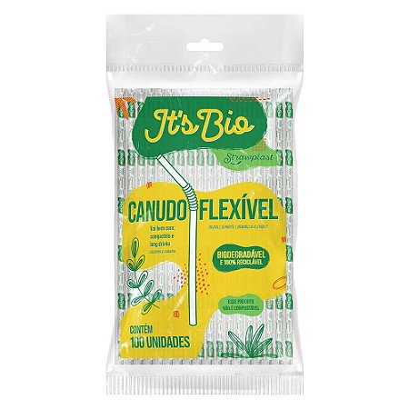 CANUDO FLEXÍVEL IT’S BIO C/100 UNIDADES - STRAWPLAST