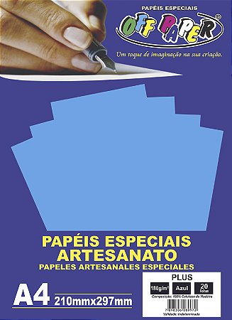 PAPEL PLUS 180G/M² A4 AZUL C/20 FLS - OFF PAPER