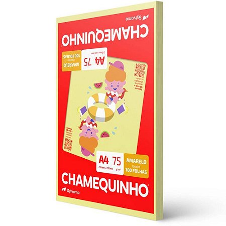 PAPEL CHAMEQUINHO A4 AMARELO - 100 FLS