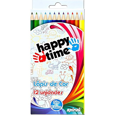LÁPIS DE COR 12 CORES REDONDO HT 11.1701 HAPPY-TIME - SPIRAL