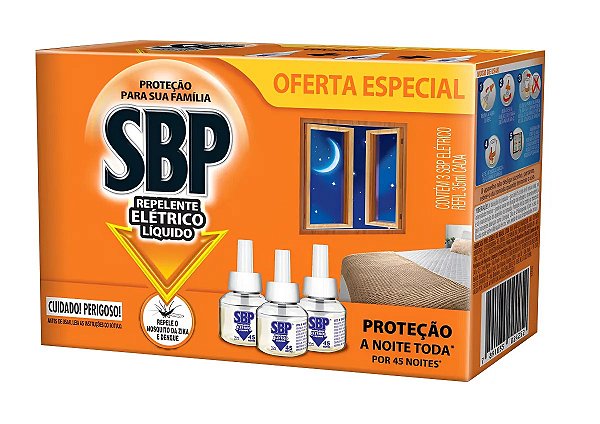 SBP ELÉTRICO LÍQUIDO 45 NOITES REFIL C/3 UNIDADES DE 35ML
