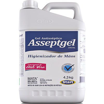 ÁLCOOL EM GEL START QUÍMICA ANTISSÉPTICO ASSEPTGEL CRISTAL - 4,3KG