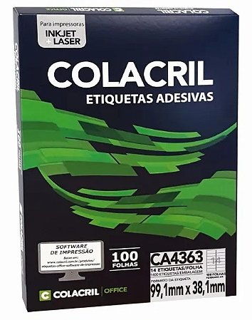 ETIQUETA INKJET E LASER PAPEL A4 CA4363 100 FLS - COLACRIL