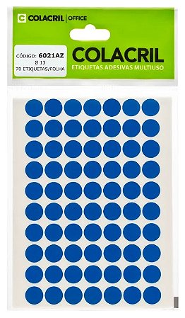 ETIQUETA MULTIUSO Ø13 6021AZ AZUL 6 FLS - COLACRIL