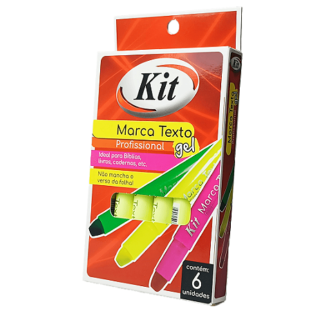 MARCA TEXTO GEL PROFISSIONAL AMARELO C/6 UNIDADES - KIT