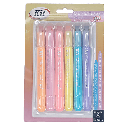 MARCA TEXTO GEL PASTEL PROFISSIONAL SORTIDO C/6 UNIDADES - KIT