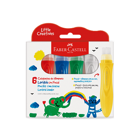 PINCÉIS COM GUACHE JUMBO LITTLE CREATIVES C/6 CORES - FABER-CASTELL