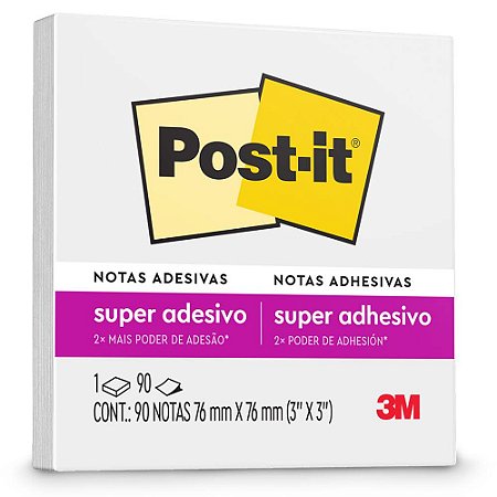 BLOCO ADESIVO POST-IT 654 76MMX76MM BRANCO NEVE 90 FLS - 3M