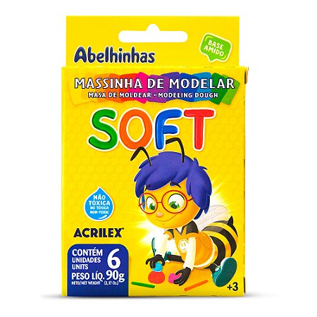 MASSINHA DE MODELAR SOFT 90G C/6 CORES - ACRILEX