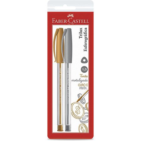 CANETA ESFEROGRÁFICA TRILUX COLORS PRATA e OURO - FABER-CASTELL