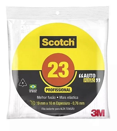 FITA ISOLANTE DE AUTOFUSÃO SCOTCH 23 PRETA 19MMX10M - 3M