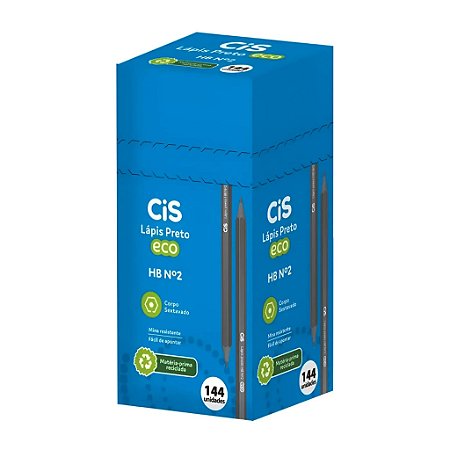 LÁPIS PRETO HB Nº 2 ECO SEXTAVADO C/144 UNIDADES - CIS