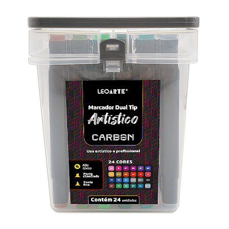 MARCADOR ARTÍSTICO DUAL TIP CARBON LINE C/ 24 CORES - LEOARTE