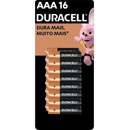 PILHA ALCALINA PALITO AAA C/16 UNIDADES - DURACELL