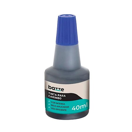 TINTA PARA CARIMBO AZUL 40ML - BAZZE